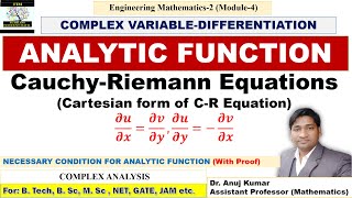 Cauchy Riemann Equations  Analytic Function  Necessary Condition for Analytic Function [upl. by Neelram]