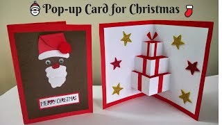 Easy PopUp Card for Christmas  Santa Handmade Card  DIY [upl. by Schott361]