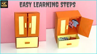 How to make Origami Wardrobe  DIY  Miniature Paper Furnitures  English Subtitles  Crafts At Ease [upl. by Allard908]