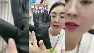 Women Apparels  Lambskin Leather Winter Gloves with Wrist Strap [upl. by Nelly]