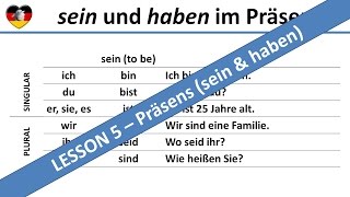 sein amp haben Present Tense  Learn German Lesson 5  Complete A1B1 Course  sein amp haben Präsens [upl. by Amend]