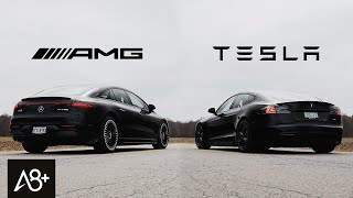 060 MPH  Tesla Model S Plaid vs MerecedesAMG EQS [upl. by Guimar]