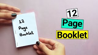 How To Make a 12 Page Booklet with Paper  No Glue [upl. by Ennovihs]