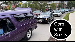 Muscle cars bikes hotrods arriving at Showcars Melbourne 2024 Car Show  Moonee Valley Racecourse [upl. by Adok455]