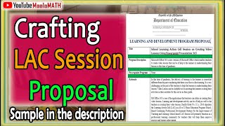 Sample of LAC Session Proposal [upl. by Nosnarb]