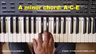 How to Play the A Minor Chord on Piano and Keyboard  Am Amin Chord [upl. by Forsta818]