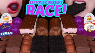 ASMR LEFTOVER DESSERT RACE KINDER JOY CADBURY CAKE FERRERO DUPLO OREO ICE CREAM GRAPE JELLY 먹방 [upl. by Llener]