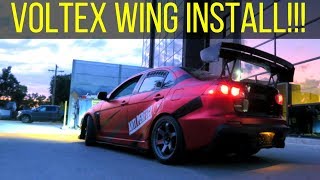 Evo X  Carbon Fiber Voltex Wing Install [upl. by Naimed]