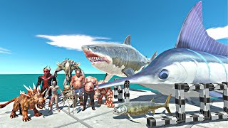 Infernals Rescues Megalodon Swordfish Xiphactinus and Fight  Animal Revolt Battle Simulator [upl. by Diva]