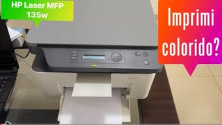 Impressora HP Laser MFP 135w imprime colorido Não Como retirar ou trocar o toner [upl. by Ilojna917]