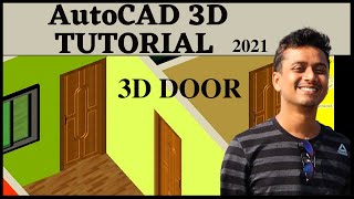 AutoCAD House Design 3D Part 4 AutoCAD 3D Door Design and placement 2021 [upl. by Nhguav]