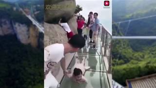 china glass bridge crack effect funny [upl. by Arthur]