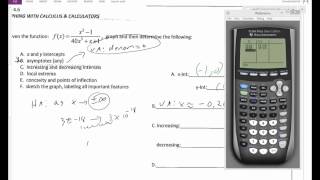 MAT220 finding vertical and horizontal asymptotes using calculator [upl. by Esinal221]