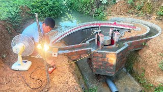 Building a 220V mini curved hydroelectric dam with unique turbines [upl. by Hayn]