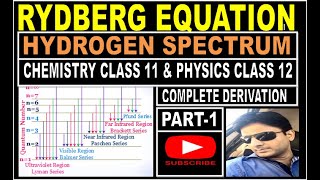 RYDBERG EQUATION DERIVATION HYDROGEN SPECTRUMCLASS 11 CHEMISTRYCLASS 12 PHYSICS ATOMS amp NUCLEI [upl. by Ahtekal]