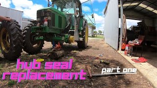 John Deere 6310 Front Hub Seal Replacement Part One [upl. by Rusell207]