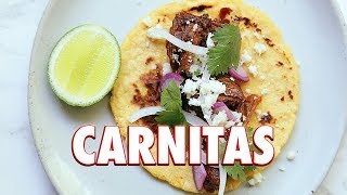 Crispy Carnitas Recipe Mexican Slow Cooked Pulled pork [upl. by Nosnirb]