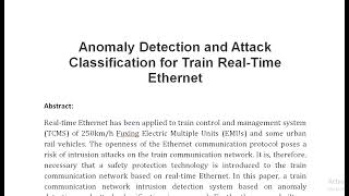 Anomaly Detection and Attack Classification for Train Real Time Ethernet [upl. by Bendite46]