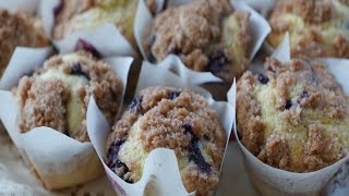 SOUR CREAM BLUEBERRY STREUSEL MUFFINS [upl. by Noitna249]