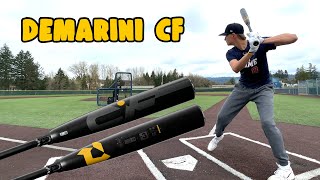 Hitting with the DEMARINI CF  BBCOR Baseball Bat Review [upl. by Enilada]