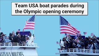 Team USA boat parades during the Olympic opening ceremony [upl. by Saberio]