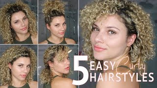 5 EASY SHORT CURLY HAIRSTYLES USING TWISTS TO WEAR TO WORK OR SCHOOL [upl. by Viddah]