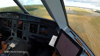 Airbus A320 landing in Windy RIGA Cockpit View [upl. by Neelav499]