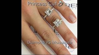 Princess Cut Diamond VS Princess Cut Moissanite [upl. by Fidole]