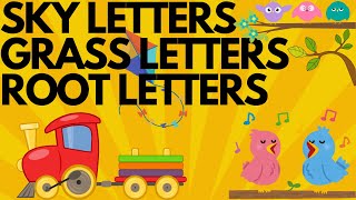 SKY LETTERS GRASS LETTERS ROOT LETTERS GROUND LETTERS ALPHABETS LEARNING KIDS LEARNING [upl. by Carley]