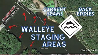 Walleye Staging Locations at a Lock and Dam  Locating Mississippi River Spring Run Walleye [upl. by Tracee]