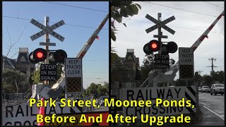 Before amp After Upgrade Park St Level Crossing Moonee Ponds Victoria [upl. by Evvy532]