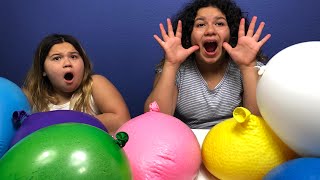 POPPING GIANT BALLOONS FILLED WITH ORBEEZ CHALLENGE 2 [upl. by Gianina939]