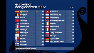 Eurovision 1992 The UK’s gonna win Ireland Hold my beer  Supercut with animated scoreboard [upl. by Amaris]