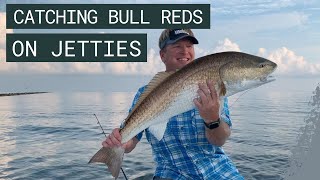 HAVE YOU EVER HAD BULL REDS ON “THE ROCKS” Fishing on Jetties [upl. by Htiaf]