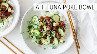 POKE BOWL  with ahi tuna  glutenfree [upl. by Dorcy]