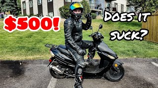 I BOUGHT A CHEAP CHINESE SCOOTER FOR 500  TAO TAO 50CC SCOOTER REVIEW  BEGINNER RIDER  MOTOVLOG [upl. by Animar]