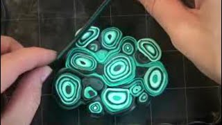 Most Easy Way to Create FAUX MALACHITE STONE from Polymer Clay Jewelry Tutorial [upl. by Jessey]