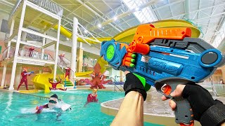 Nerf War  Water Park amp SPA Battle 7 Nerf First Person Shooter [upl. by Einnad]