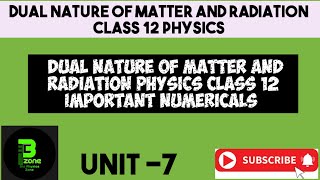 Numericals Dual nature of matter and radiation class 12 physics unit 7 [upl. by Michaele]