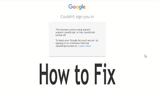 How to Fix Couldnt Sign You In  Google Gmail login error [upl. by Yorgos]