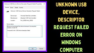 How to Fix Unknown USB Device Descriptor Request Failed Error on Windows 11 [upl. by Hsac801]