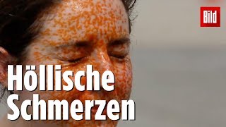 Polizeischüler testen Pfefferspray an sich selbst [upl. by Anigal]