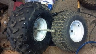 How to Mount atv tire on lawn tractor rim [upl. by Shir]