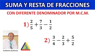 SUMA Y RESTA DE FRACCIONES HETEROGÉNEAS  SUMA Y RESTA DE FRACCIONES CON DIFERENTE DENOMINADOR [upl. by Ziza18]