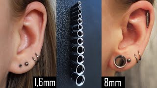 My Ear Stretching Journey from 16mm to 8mm 14g to 0g [upl. by Gagnon]