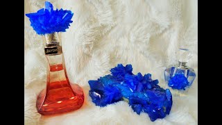 Kristalle selber züchtenKristalle herstellenKupfersulfatImpfkristalleParfumflakonsblue crystals [upl. by Eiznikam600]