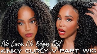 NO LACE NO EDGES OUT REALISTIC KINKY CURLY V PART WIG  BEAUTYFOREVER  ALWAYSAMEERA [upl. by Kane410]