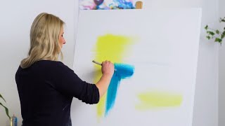 Big Abstract Acrylic Painting Demo  Satisfying Modern Art for Beginners [upl. by Assira]