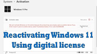 How to Activate Windows 11 using Digital License  Reactivate Windows After Hardware Change [upl. by Zetram]