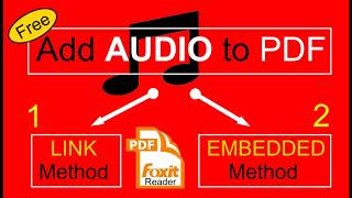 How to Add Audio to pdf document  Using FREE Foxit Reader [upl. by Nidia]